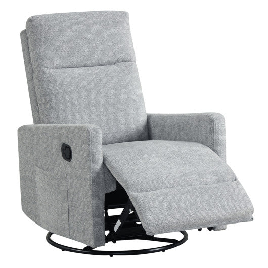 Swivel Rocking Chair 360¡« Nursery Reclining Rocker Armchair with Cushioned Back-Gray