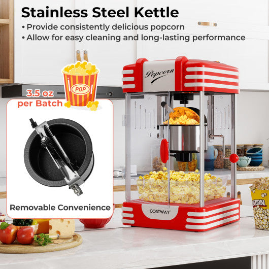 Theater Style Countertop Popcorn Maker with Stainless Steel Kettle-Red