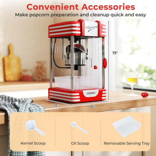 Theater Style Countertop Popcorn Maker with Stainless Steel Kettle-Red