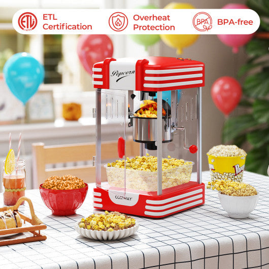 Theater Style Countertop Popcorn Maker with Stainless Steel Kettle-Red
