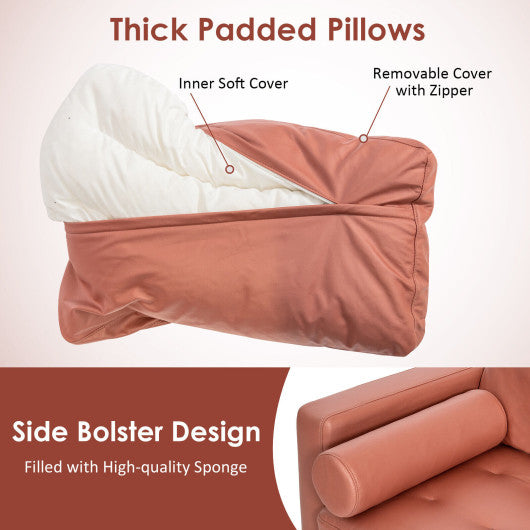 L-shaped Sectional Sofa with Reversible Chaise and 2 USB Ports-Pink