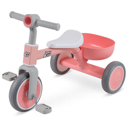 Toddler Convertible Trike with 86¡ã Limited Steering Angle and Carbon Steel Frame-Pink