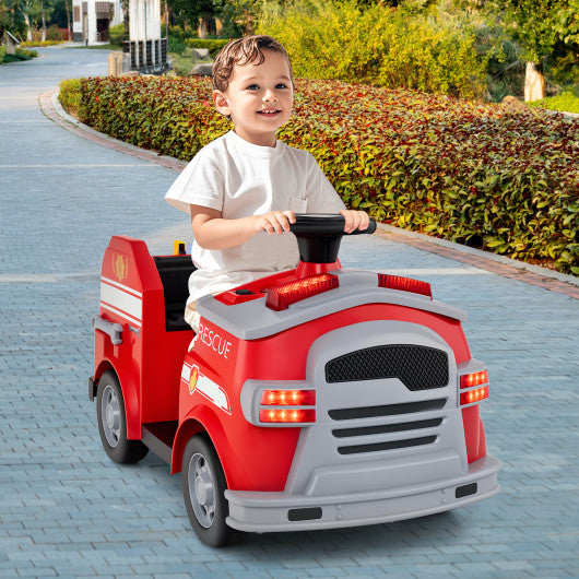 12V Toddler Fire Toy Car with Shovel and Wrench for Ages 37-95 Months-Red
