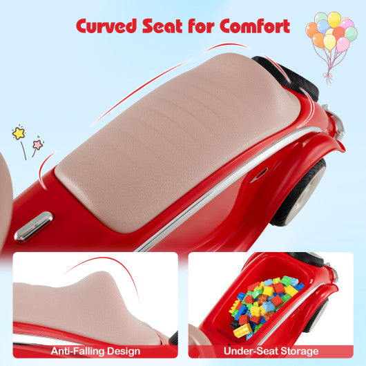 Toddler Ride on Toy Classic Sliding Car with Horn and LED Headlight-Red