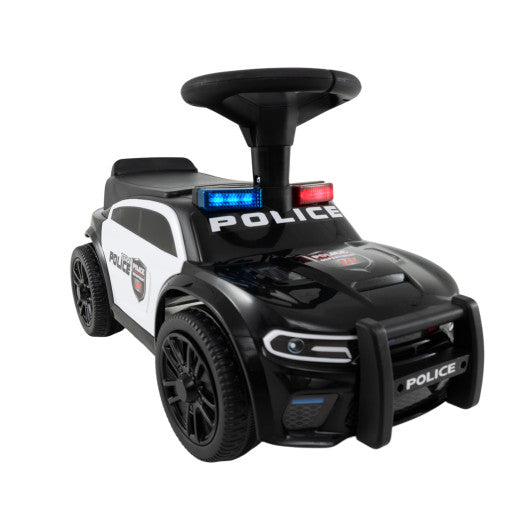 Toddler Sliding Car with Steering Wheel and Under-Seat Storage Push-Black