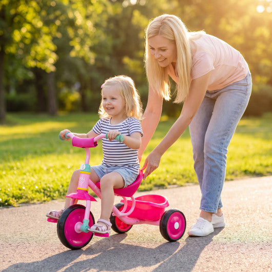 Toddler Tricycle for Boys and Girls 2-5 Years Old  with Removable Rear Storage Basket-Pink