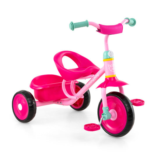 Toddler Tricycle for Boys and Girls 2-5 Years Old  with Removable Rear Storage Basket-Pink