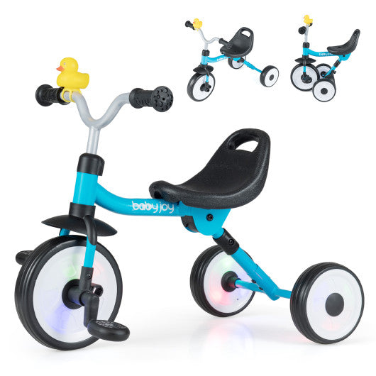 Toddler Tricycle with 3-Position Seat and Storage Basket for Kids-Red