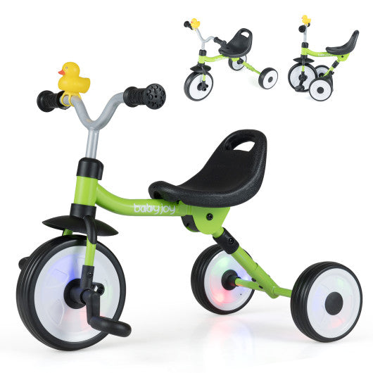Toddler Tricycle with 3-Position Seat and Storage Basket for Kids-Red