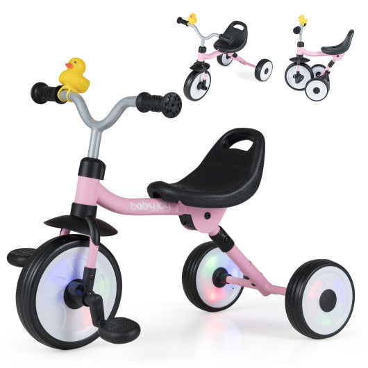 Toddler Tricycle with 3-Position Seat and Storage Basket for Kids-Red