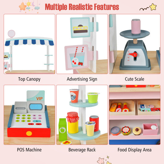 Toy Cart Play Set with POS Machine and Lovely Scale-Multicolor