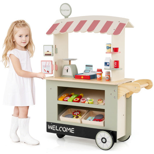 Toy Cart Play Set with POS Machine and Lovely Scale-Green
