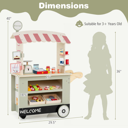 Toy Cart Play Set with POS Machine and Lovely Scale-Green