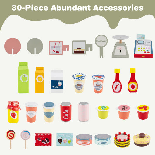 Toy Cart Play Set with POS Machine and Lovely Scale-Green