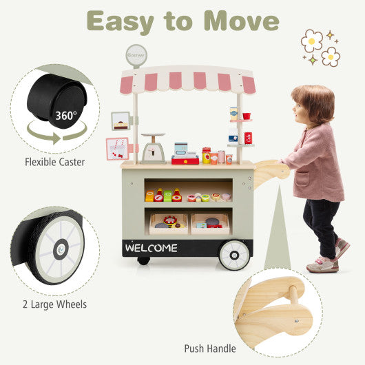 Toy Cart Play Set with POS Machine and Lovely Scale-Green