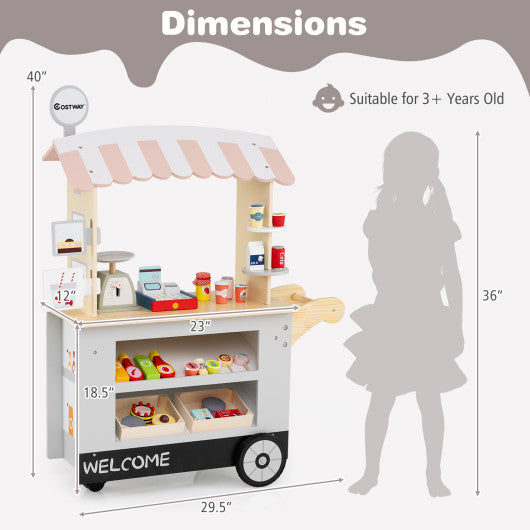 Toy Cart Play Set with POS Machine and Lovely Scale-Grey