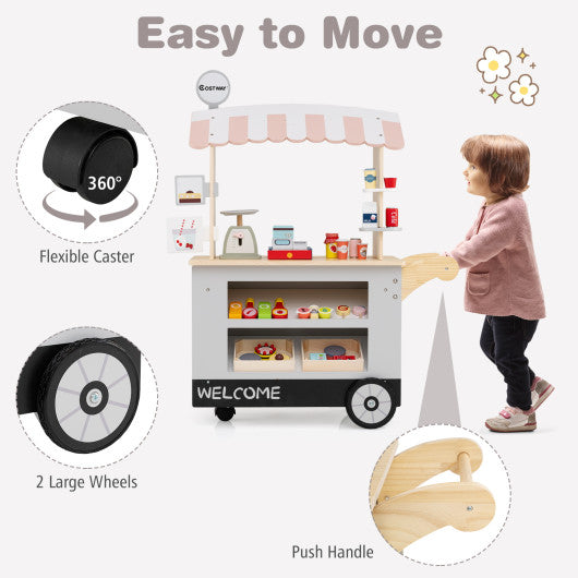 Toy Cart Play Set with POS Machine and Lovely Scale-Grey