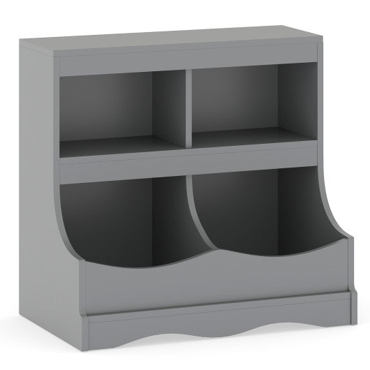 Toy Storage Organizer 4-Cubby Kids Bookcase for Toys and Books-Gray