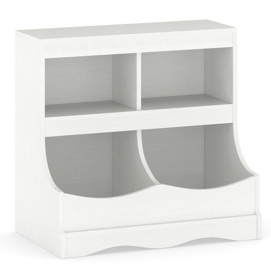 Toy Storage Organizer 4-Cubby Kids Bookcase for Toys and Books-White