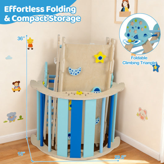 Triangle Set 8-in-1 Foldable Baby Climbing Toys Astronaut/Unicorn Theme-Blue