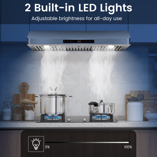 35.5/29.5 Inch Under Cabinet Range Hood 900 CFM Kitchen Vent with 4 Fan Speed-35.5 Inch