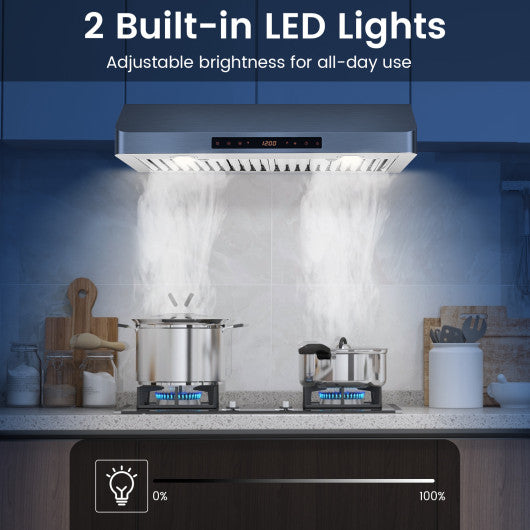 35.5/29.5 Inch Under Cabinet Range Hood 900 CFM Kitchen Vent with 4 Fan Speed-29.5 inches