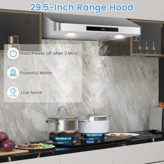 35.5/29.5 Inch Under Cabinet Range Hood 900 CFM Kitchen Vent with 4 Fan Speed-29.5 inches