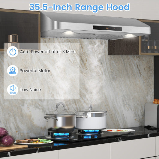 35.5/29.5 Inch Under Cabinet Range Hood 900 CFM Kitchen Vent with 4 Fan Speed-35.5 Inch