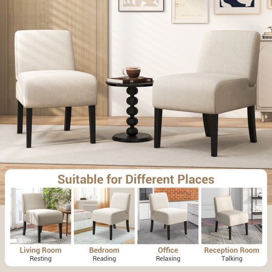 Upholstered Living Room Chair with Rubber Wood Legs-Beige