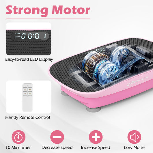 Vibration Plate Exercise Machine for Lymphatic Drainage and Weight Loss with 10 Speed Intensities-Pink