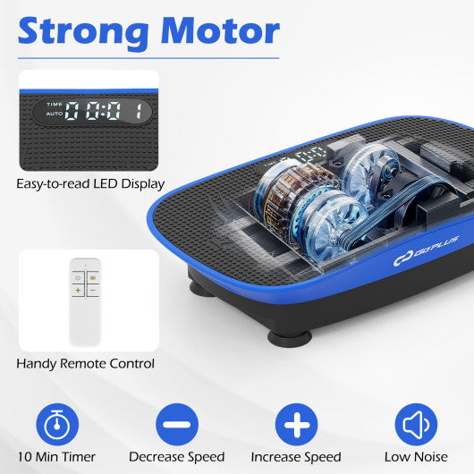 Vibration Plate Exercise Machine for Lymphatic Drainage and Weight Loss with 10 Speed Intensities-Navy
