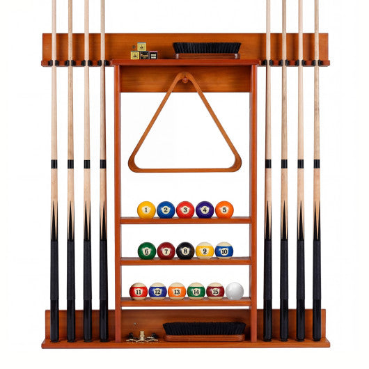 Wall-mounted Billiards Pool Cue Rack Only-Brown