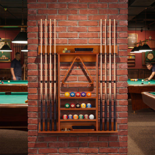 Wall-mounted Billiards Pool Cue Rack Only-Brown