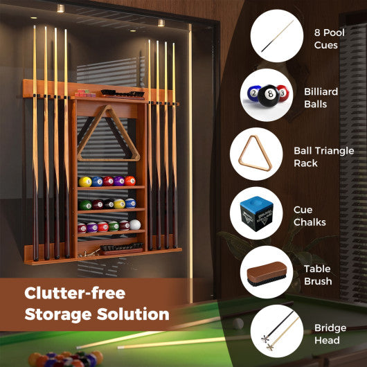 Wall-mounted Billiards Pool Cue Rack Only-Brown