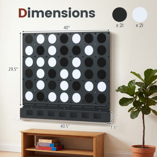 Wall-mounted Jumbo 4-in-a-Row Game with Acrylic Discs-Black