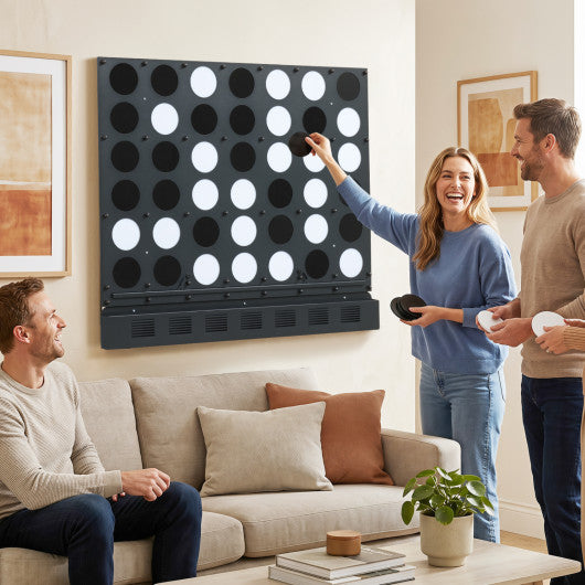 Wall-mounted Jumbo 4-in-a-Row Game with Acrylic Discs-Black