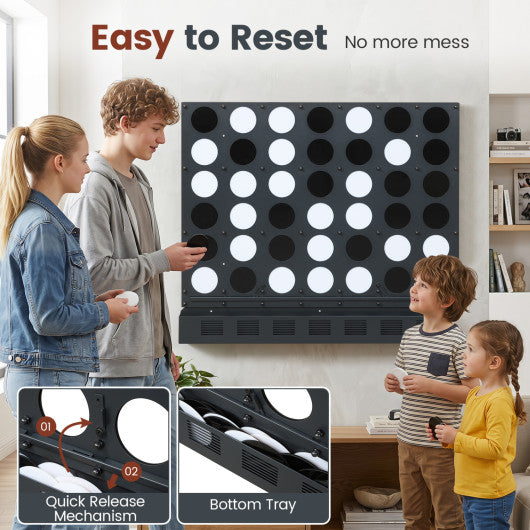Wall-mounted Jumbo 4-in-a-Row Game with Acrylic Discs-Black