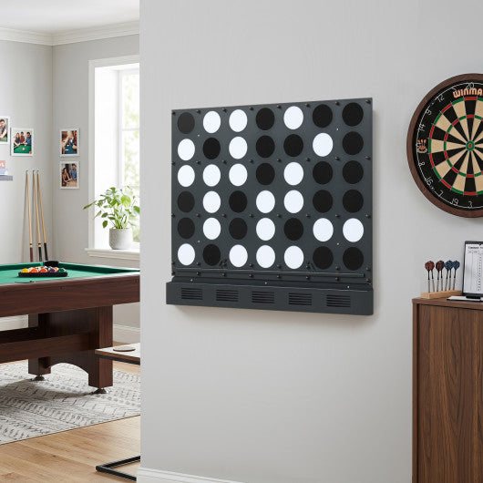 Wall-mounted Metal Connect-4 Game with Acrylic Discs-Black