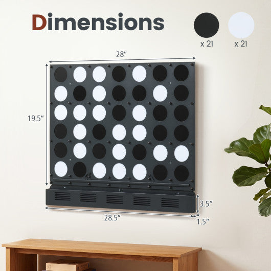 Wall-mounted Metal Connect-4 Game with Acrylic Discs-Black