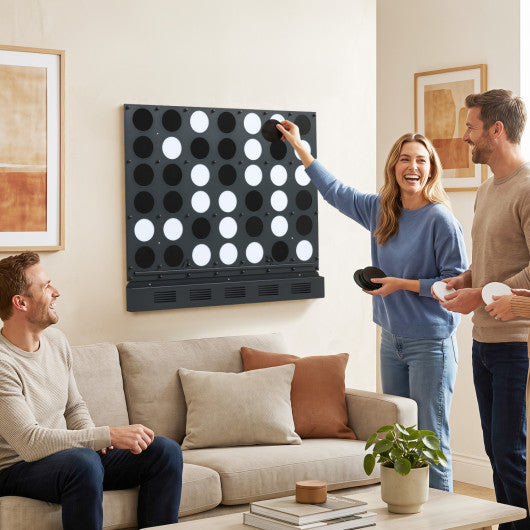 Wall-mounted Metal Connect-4 Game with Acrylic Discs-Black