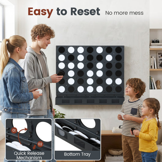 Wall-mounted Metal Connect-4 Game with Acrylic Discs-Black