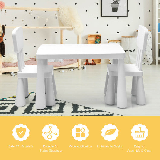 3 Pieces Toddler Multi Activity Play Dining Study Kids Table and Chair Set-White