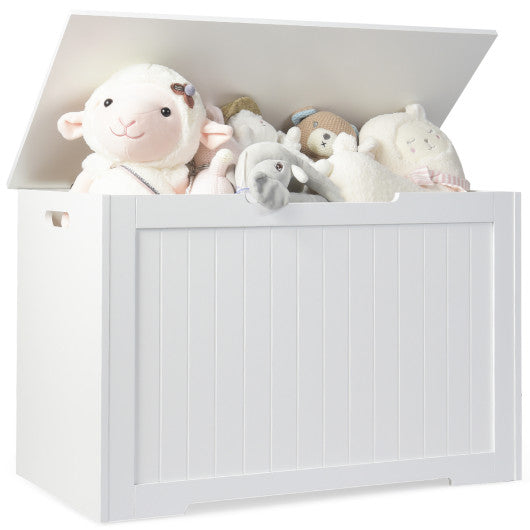 Wooden Toy Box Kids Storage Chest Bench -White