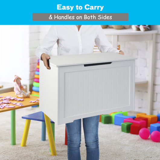 Wooden Toy Box Kids Storage Chest Bench -White