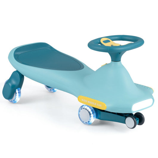 Wiggle Car for Kids with LED Flashing Wheels for Indoor Outdoor Play-Blue