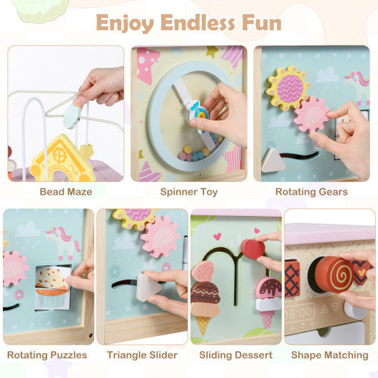 Wooden Activity Cube with Montessori Sensory Toys for 18+ Months Toddlers