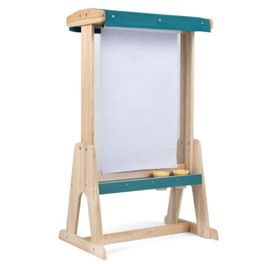 Wooden Art Easel for Kids with Transparent Board and Paper Roll-Natural