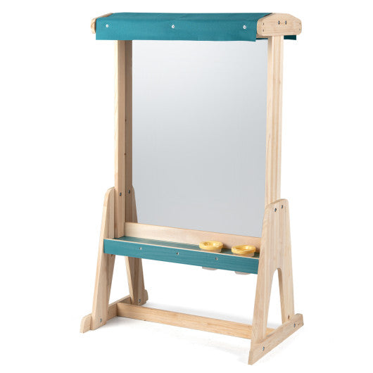 Wooden Art Easel for Kids with Transparent Board and Paper Roll-Natural