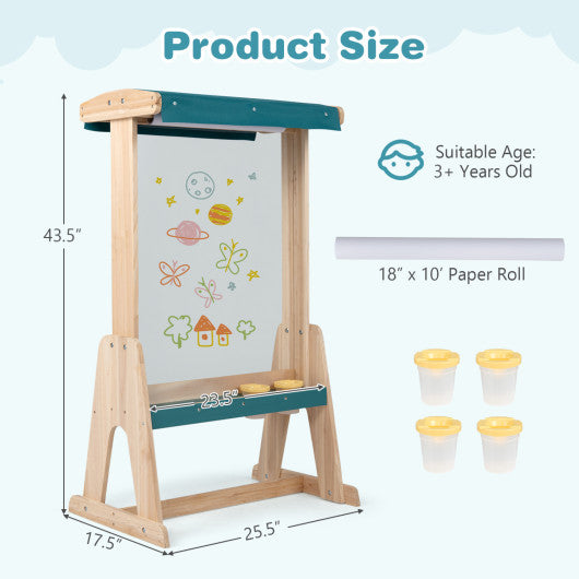 Wooden Art Easel for Kids with Transparent Board and Paper Roll-Natural