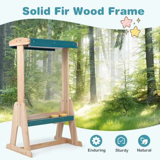 Wooden Art Easel for Kids with Transparent Board and Paper Roll-Natural
